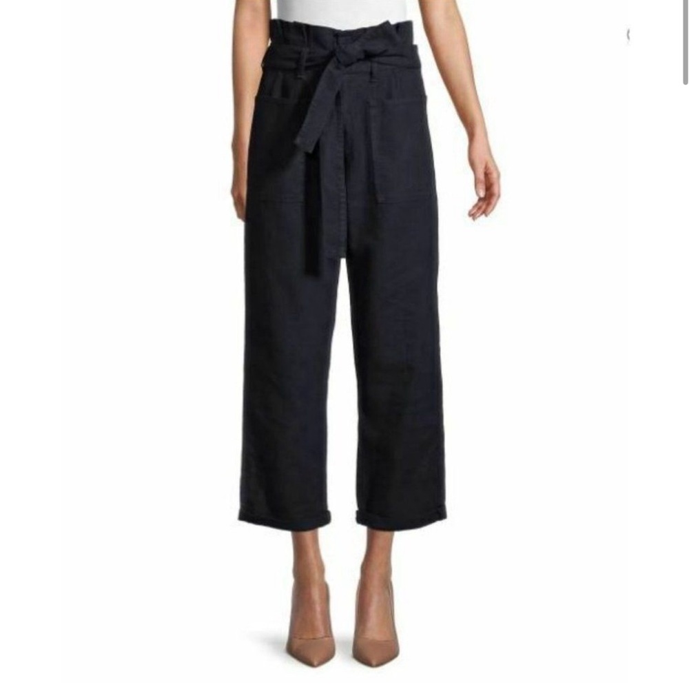 Joe’s Jeans Women’s Brinkley Linen Blend Belted Cropped Paperbag Pants 28